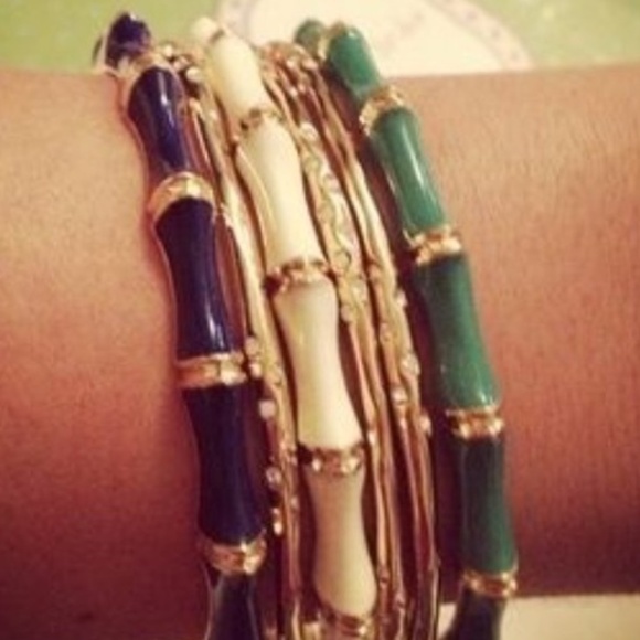 Stella & Dot | Dainty Gold Bangle Bracelet COBALT BLUE+Gold Julep Bangle - Picture 6 of 11